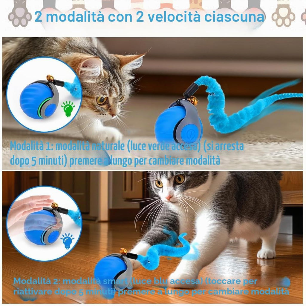 Giocattolo interattivo per Gatti,Palla Elettrica, Dotato di USB Ricaricabile